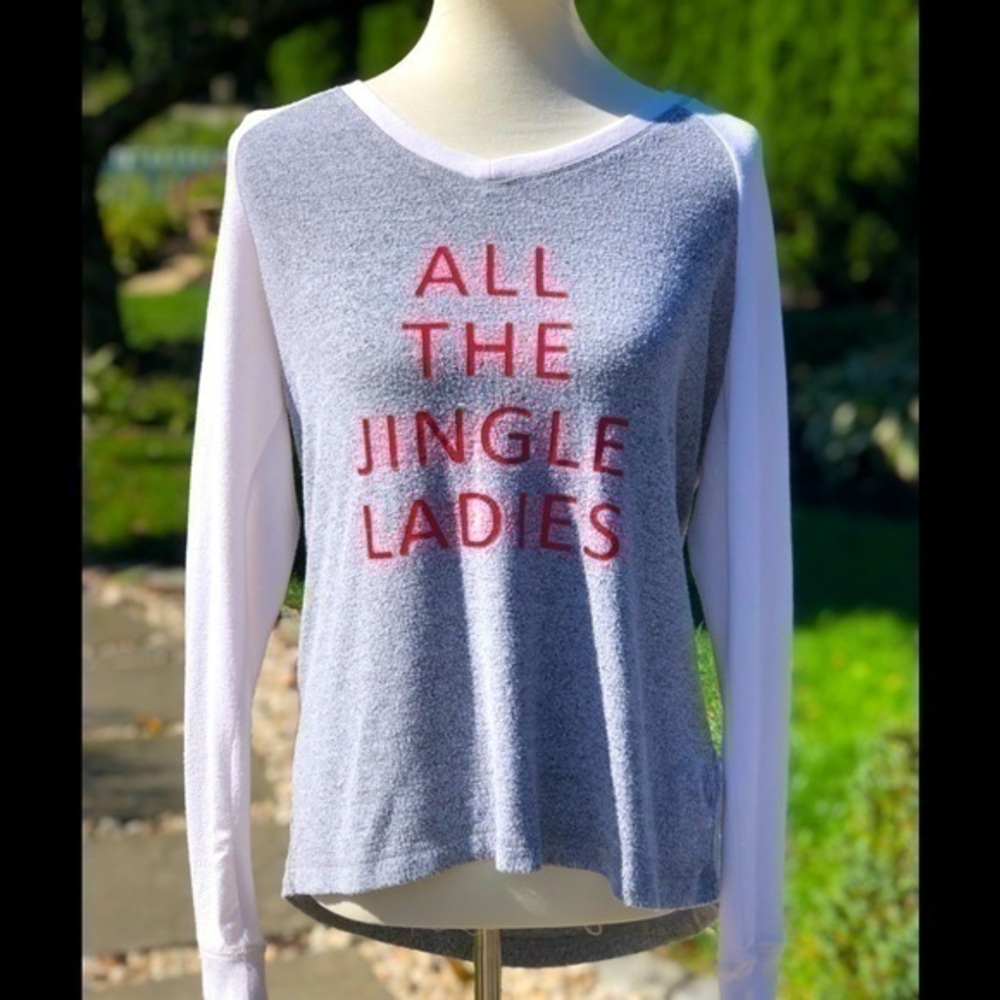All the Jingle Ladies Graphic Christmas pajama top loungewear top